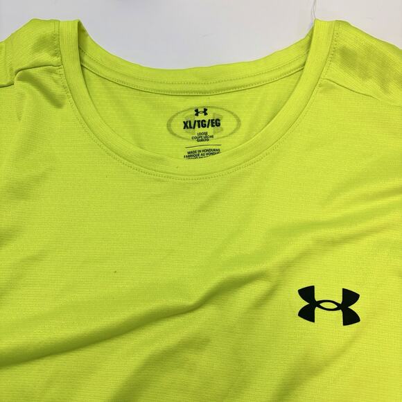 Under Armour UA Tech Vent T-Shirt Mens XL Neon Yellow Athletic Loose Fit NWT - Picture 4 of 5